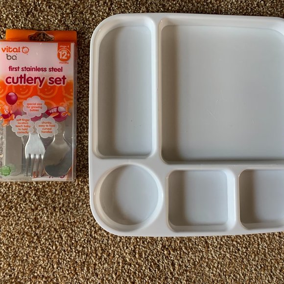 Vital Baby First Stainless Steel Cutlery/plate - Picture 1 of 6